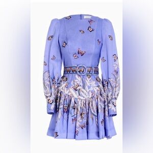 ZIMMERMANN BOTANICA BELTED LINEN MINI DRESS